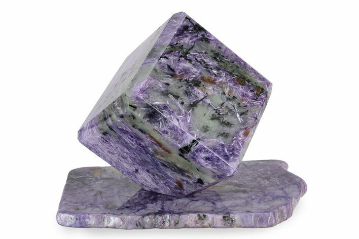 Polished Purple Charoite Cube with Base - Siberia #243433